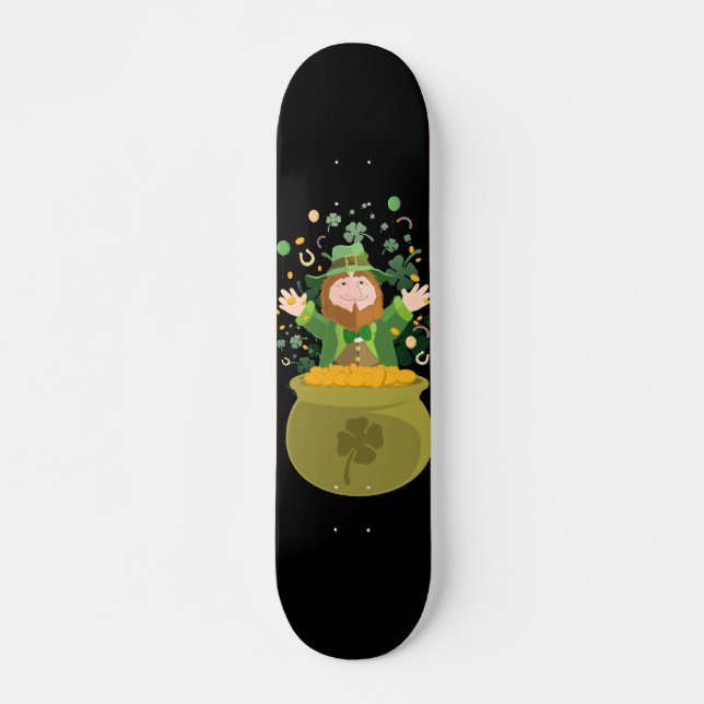 Saint Patrick's Leprechaun Gold Skateboard (Front)