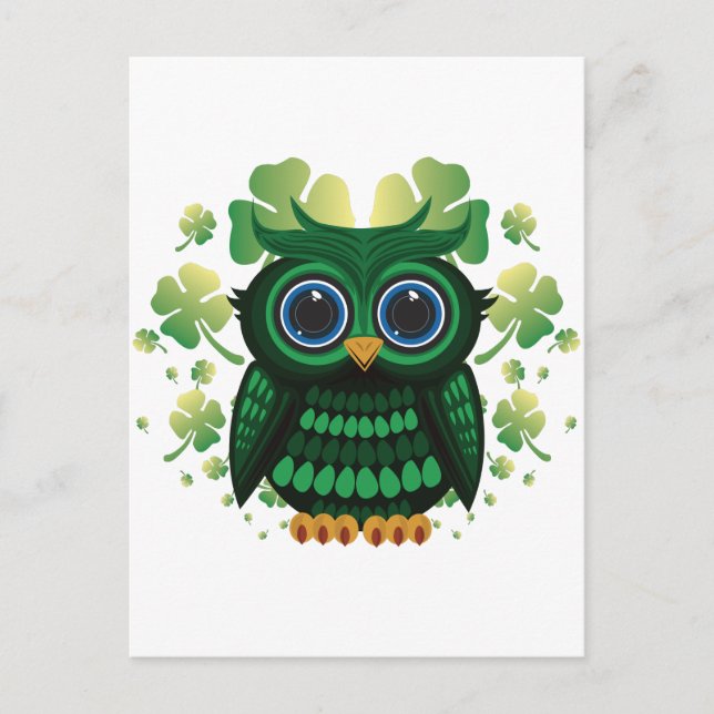 Saint Patrick's Owl Postcard (Front)