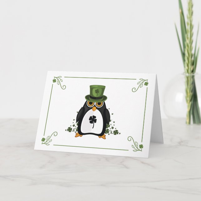 Saint Patrick's Penguin Card (Front)
