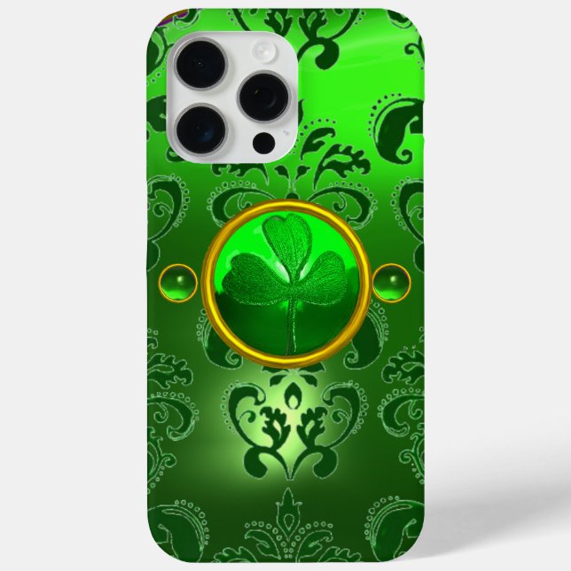 SAINT PATRICK'S SHAMROCK GREEN DAMASK Case-Mate iPhone CASE (Back)