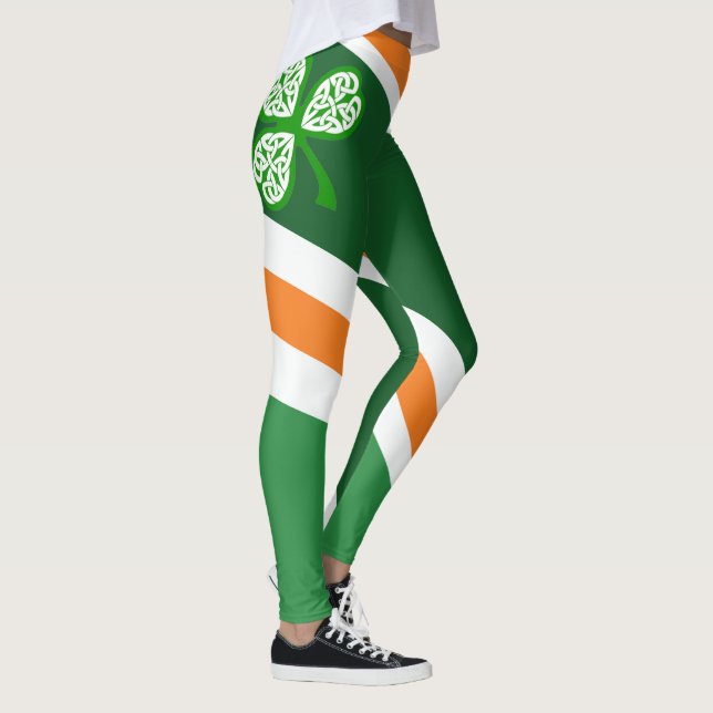 Saint Patrick's Shout Out Erin Go Bragh Striped Leggings (Right)