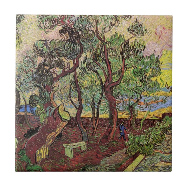 Saint Paul Hospital and Garden by Vincent van Gogh Tile (Front)