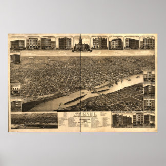 Saint Paul Minnesota 1883 Antique Panoramic Map Poster