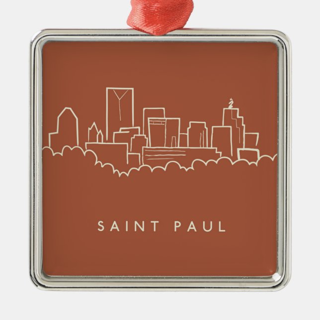 Saint Paul, Minnesota Skyline Metal Tree Decoration (Front)