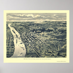Saint Paul, MN Panoramic Map - 1893 Poster