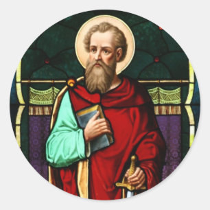 Saint Paul (Paul the Apostle) Stained Glass Art Classic Round Sticker