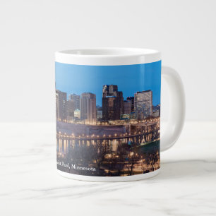 saint paul skyline and riverfront at night large coffee mug