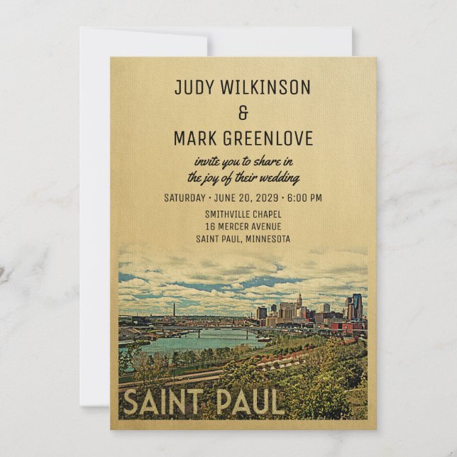 Saint Paul Wedding Invitation Vintage Mid-Century (Front)