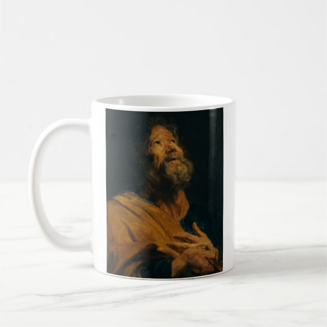 Saint Peter by Antoon van Dyck Baroque Majesty Coffee Mug (Left)