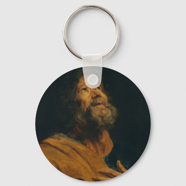 Saint Peter by Antoon van Dyck Baroque Majesty Key Ring (Front)