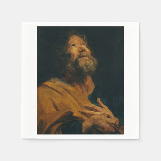 Saint Peter by Antoon van Dyck Baroque Majesty Napkin (Front)