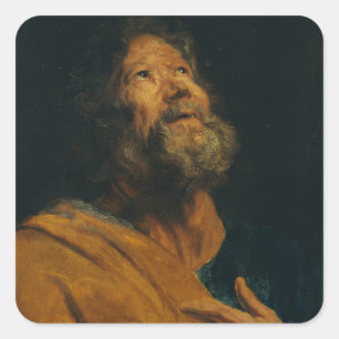 Saint Peter by Antoon van Dyck Baroque Majesty Square Sticker