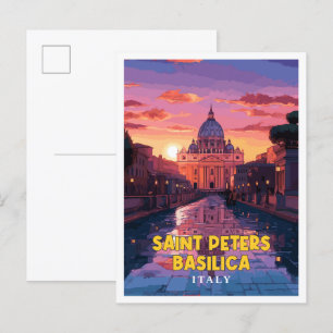 Saint Peters Basilica vintage travel illustration Postcard