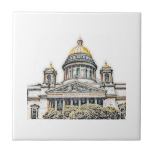 Saint Petersburg City Russia Architecture Sketch Tile