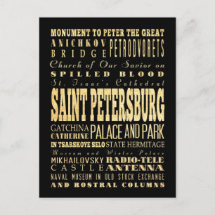 Saint Petersburg of Russia Typography Art Postcard