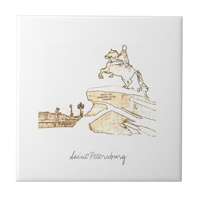 Saint Petersburg Russia Architecture Sketch Tile (Front)