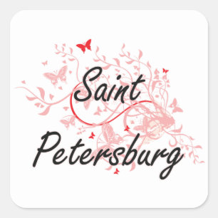 Saint Petersburg Russia City Artistic design with Square Sticker