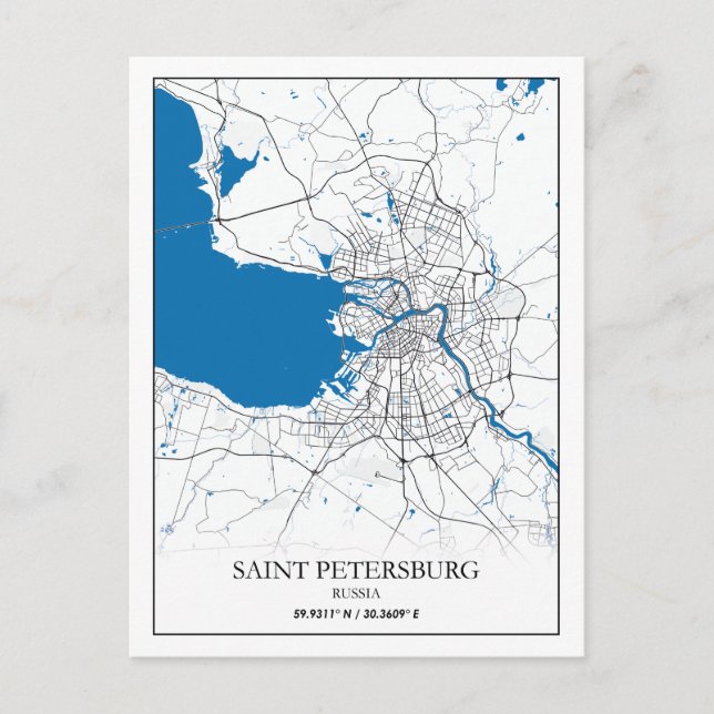 Saint Petersburg Russia City Map Travel Simple Postcard (Front)