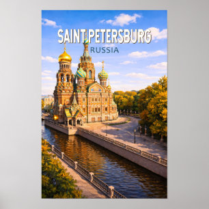 Saint Petersburg Russia Illustration Travel Art Poster