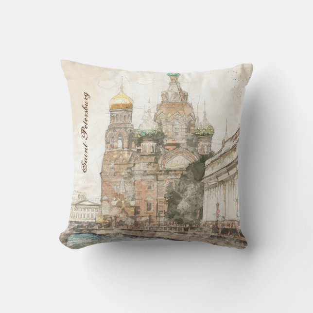 Saint Petersburg Russia Throw Pillow – Elegant  (Front)