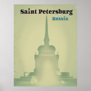 Saint Petersburg Russia vintage style travel print