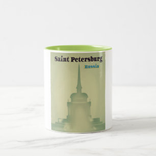 Saint Petersburg Russia vintage style travel print Two-Tone Coffee Mug