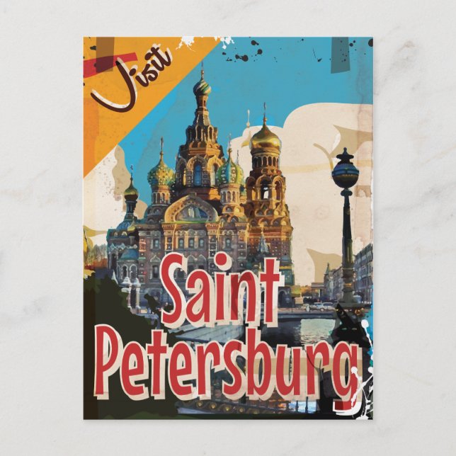 Saint Petersburg, Russia Vintage Travel Poster Postcard (Front)