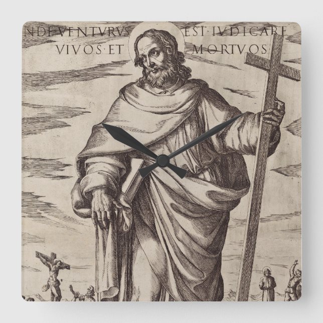 Saint Philip one of the Twelve Apostles Square Wall Clock (Front)