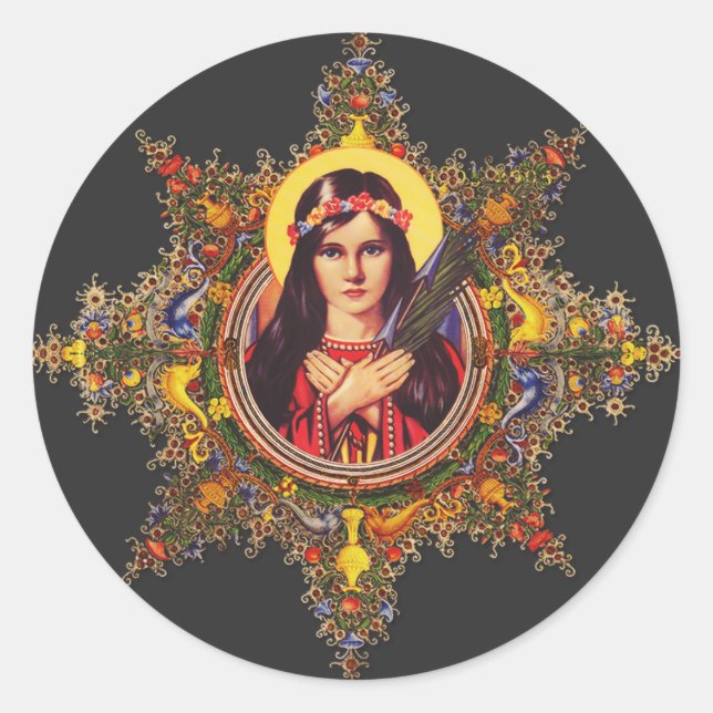Saint Philomena Premium Luminous Virgin Art  Classic Round Sticker (Front)
