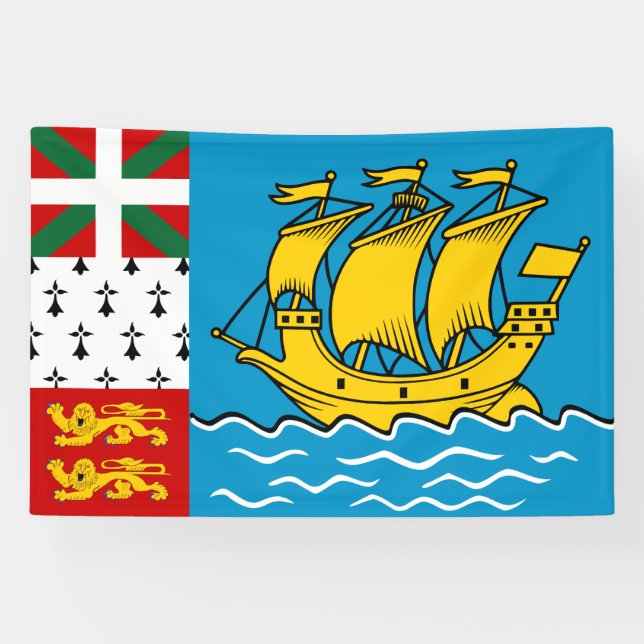 Saint Pierre and Miquelon Flag Banner (Horizontal)