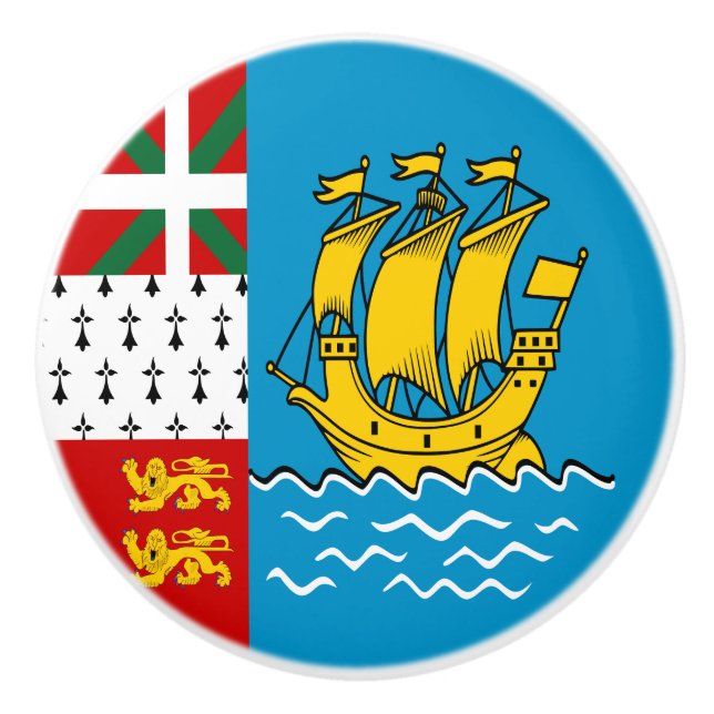 Saint Pierre and Miquelon Flag Ceramic Knob (Front)