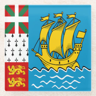 Saint Pierre and Miquelon Flag Glass Coaster