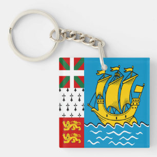 Saint Pierre and Miquelon Flag Key Ring