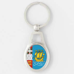 Saint Pierre and Miquelon Flag Key Ring
