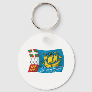 Saint Pierre And Miquelon Flag Keychain