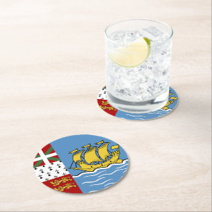 Saint Pierre and Miquelon flag Round Paper Coaster