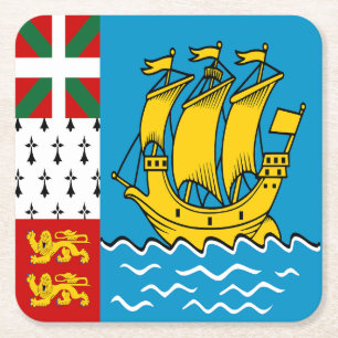 Saint Pierre and Miquelon Flag Square Paper Coaster