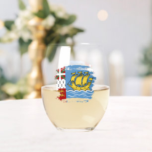 Saint Pierre and Miquelon flag Stemless Wine Glass