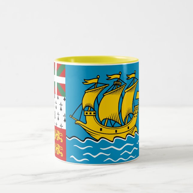 Saint Pierre and Miquelon Flag Two-Tone Coffee Mug (Center)