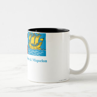 Saint-Pierre and Miquelon Flag with Name Two-Tone Coffee Mug