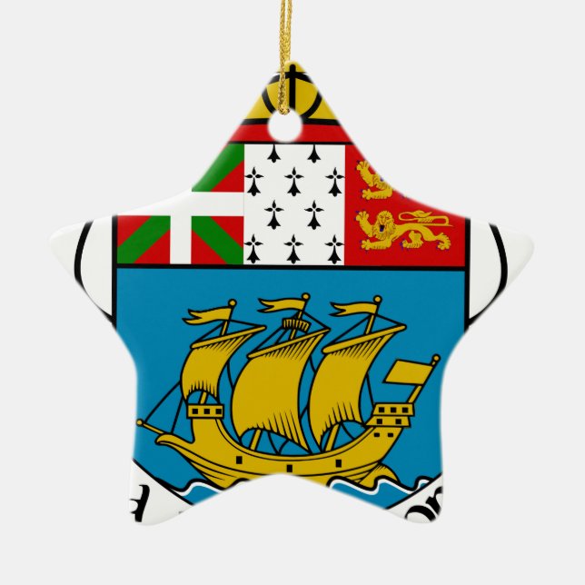 Saint Pierre and Miquelon (France) Coat of Arms Ceramic Tree Decoration (Front)