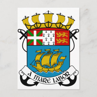 Saint Pierre and Miquelon (France) Coat of Arms Postcard