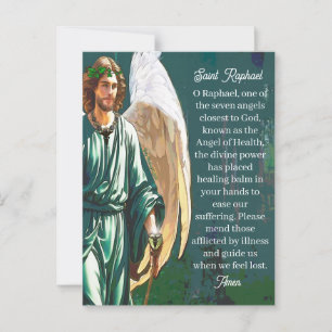 Saint Raphael Archangel Healer Angel Prayer Note Postcard