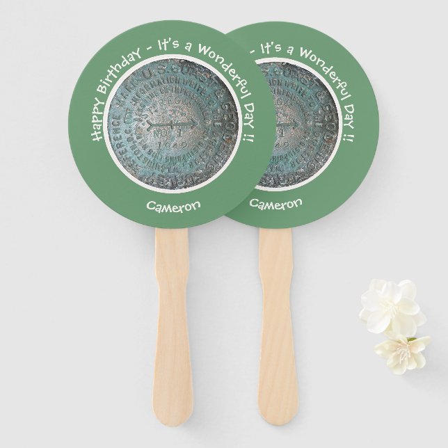 Saint Regis Mountain USGS Benchmark Party Items Hand Fan (Front and Back)