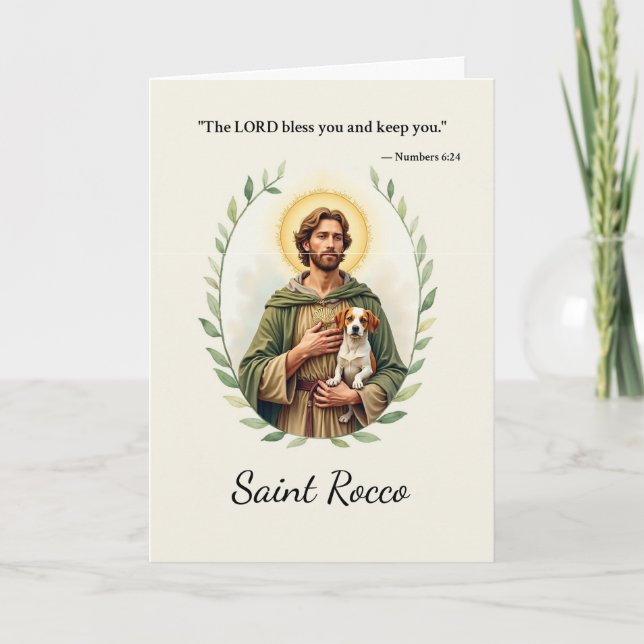 Saint Rocco Gods Peace with Scripture Card (Front)
