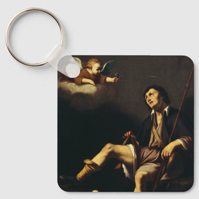 Saint Roch and the Angel by Guy François Key Ring (Front)