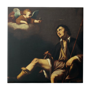 Saint Roch and the Angel by Guy François Tile