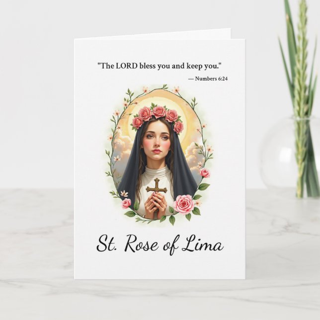 Saint Rose of Lima God’s Peace Roses Scripture Card (Front)
