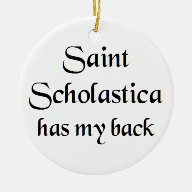 saint scholastica coffee mug ceramic tree decoration (Front)