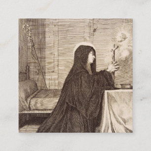 Saint Scholastica Patroness of school Square Business Card